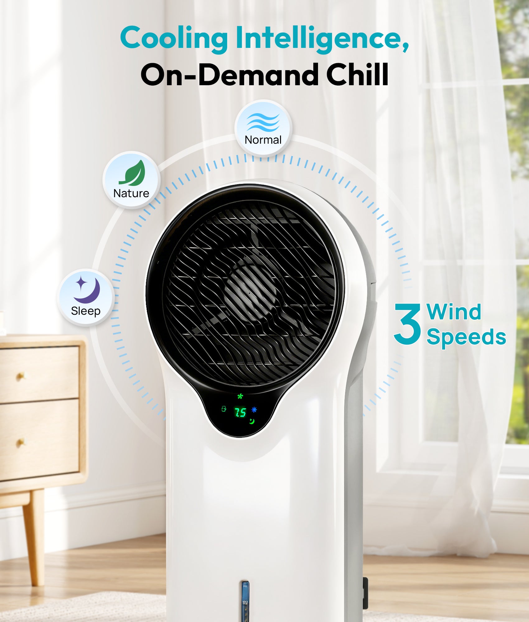 3-in-1 Evaporative Cooling Fan with 3L Water Tank