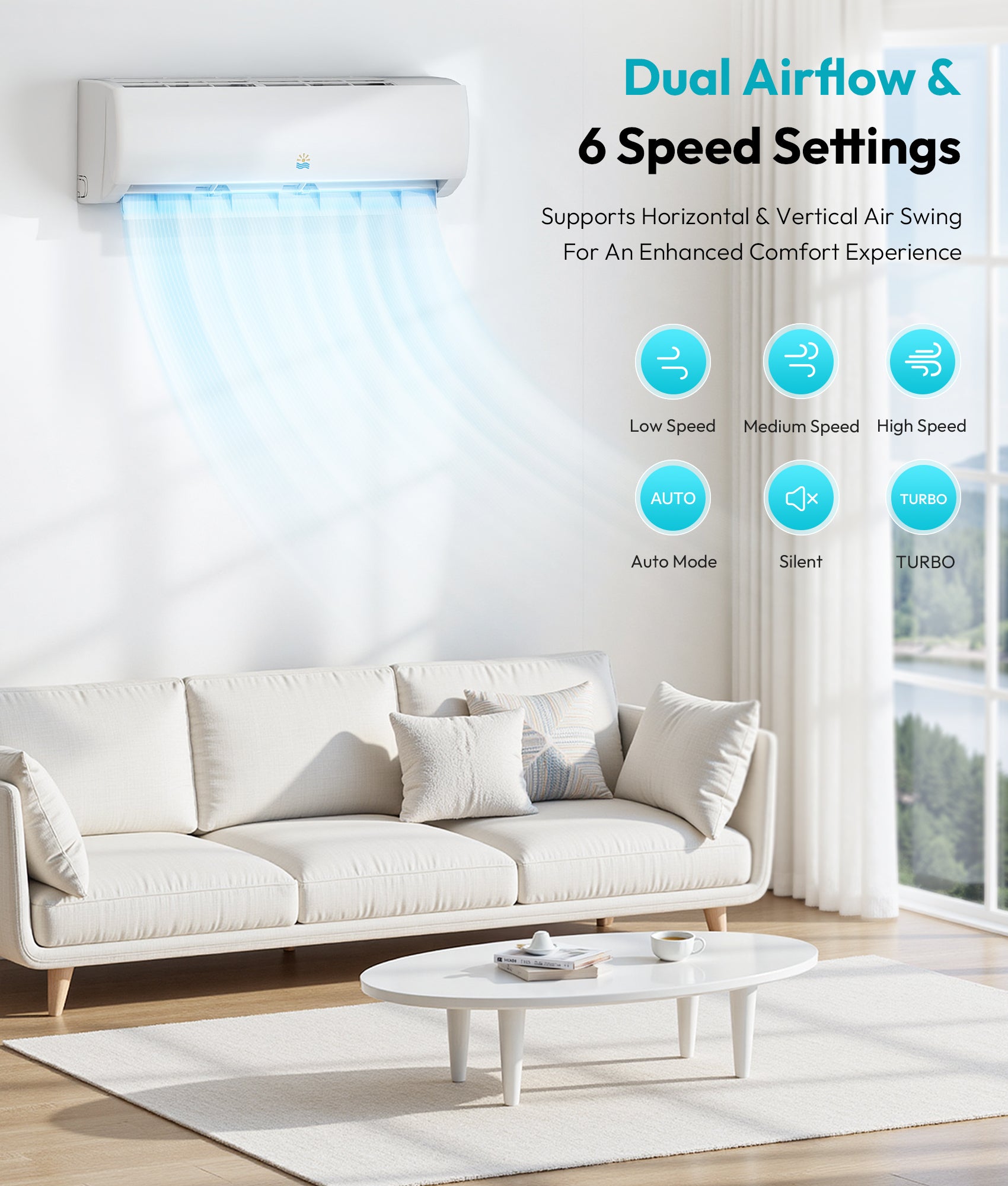 Mini Split AC/Heating System, 11500 BTU, 17 SEER2, Up to 550 sq.ft