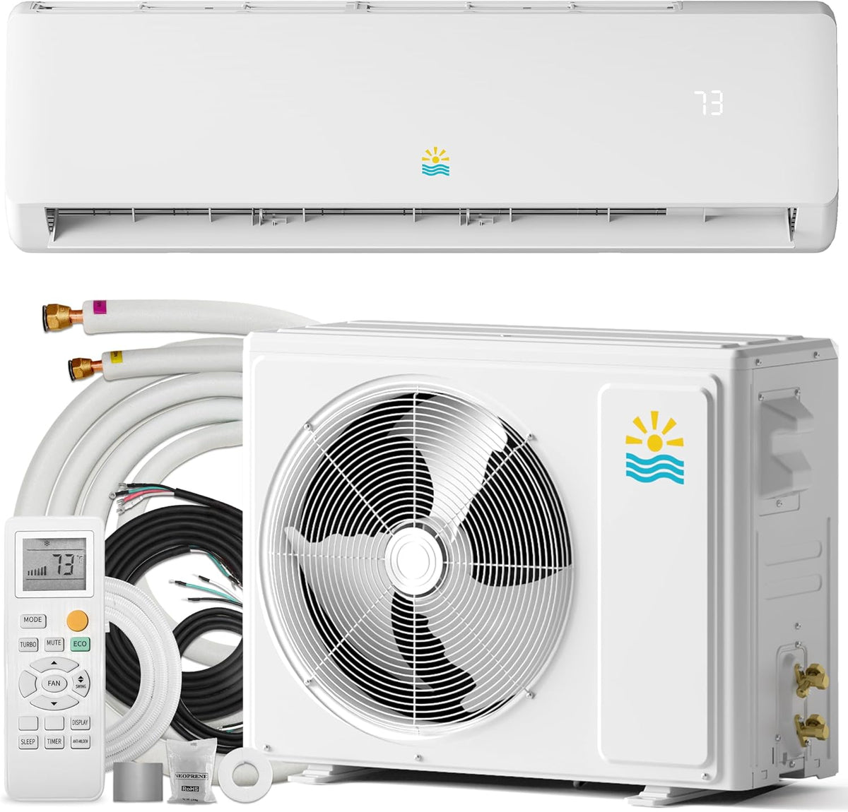 Mini Split AC/Heating System, 12000 BTU, 19 SEER2, Up to 750 sq.ft
