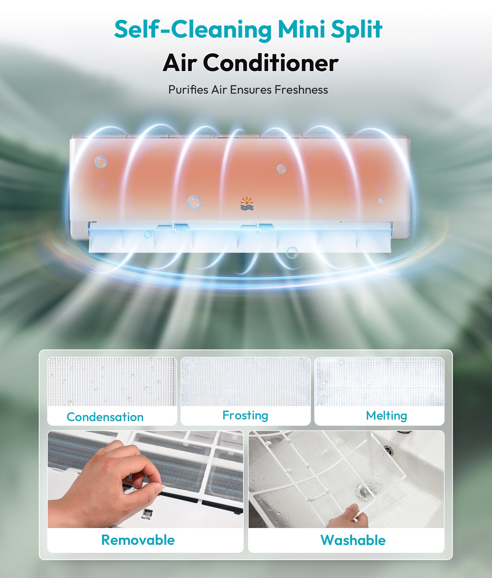 Mini Split AC/Heating System, 17000 BTU, 17 SEER2, Up to 1050 sq.ft
