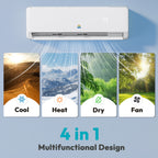 Mini Split AC/Heating System, 9000 BTU, 19 SEER2, Up to 550 sq.ft