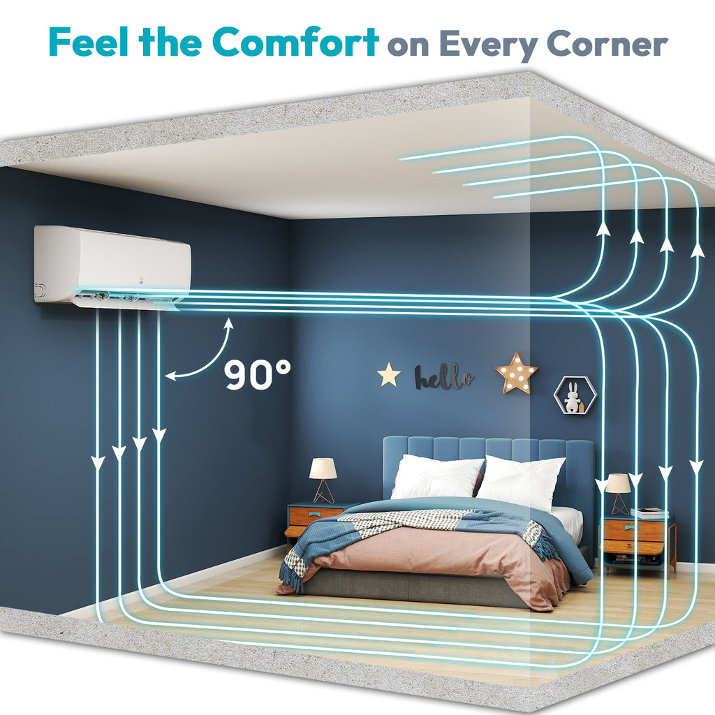 Mini Split AC/Heating System, 9000 BTU, 19 SEER2, Up to 550 sq.ft