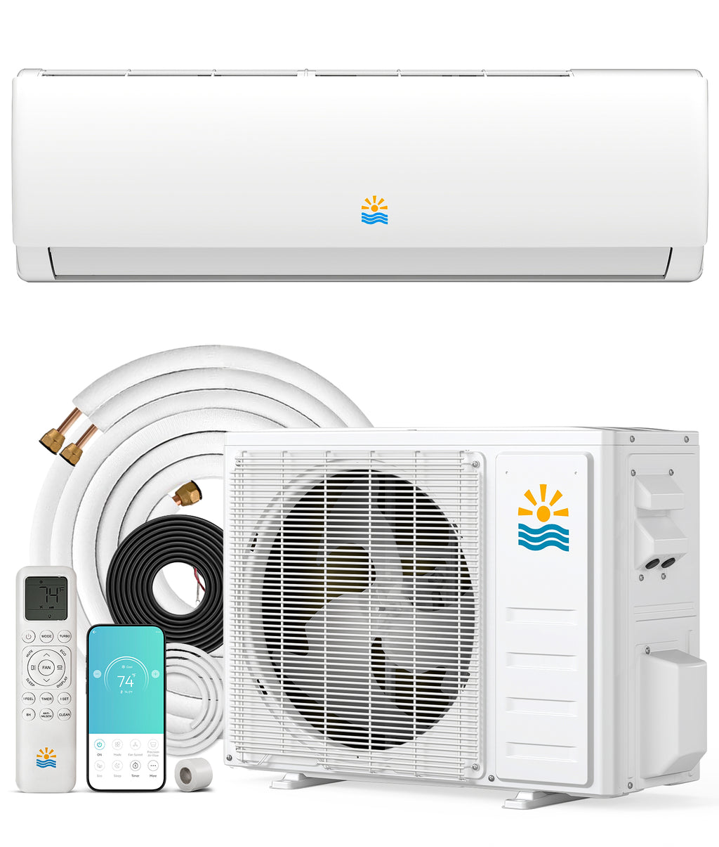 Mini Split AC/Heating System, App Control, 12000 BTU, 20 SEER2, Up to 750 sq.ft, White
